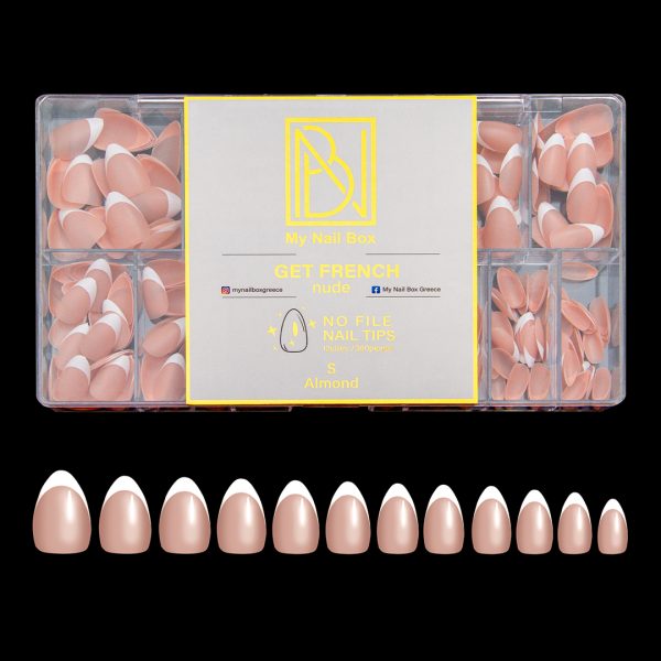 GET FRENCH ALMOND SMALL NUDE GEL TIPS MY NAIL BOX NUDE BOX 1080