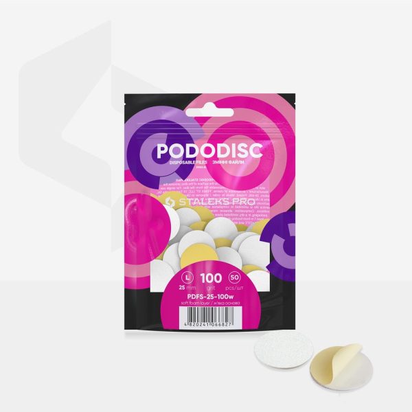 White disposable files with a soft foam layer for pedicure disc 100grit - PODODISC STALEKS PRO L (50 pcs)
