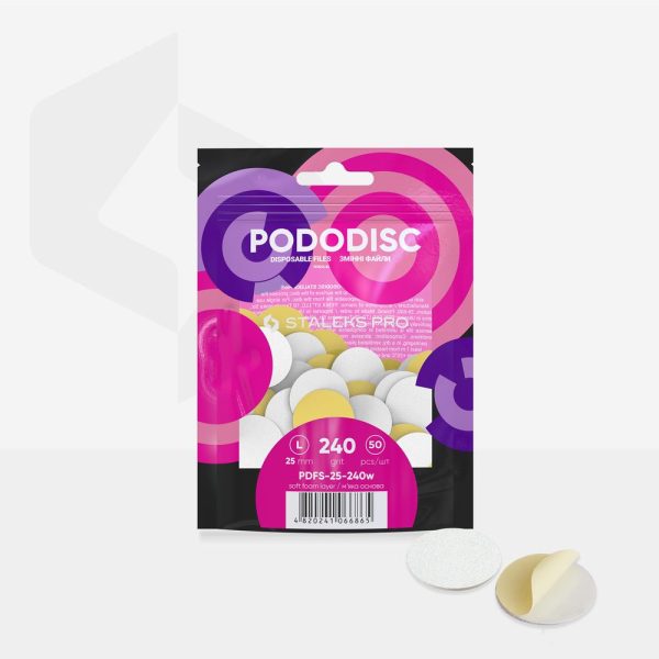 White disposable files with a soft foam layer for pedicure disc 240grit - PODODISC STALEKS PRO L (50 pcs)